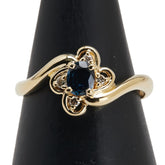 K18YG イエローゴールド サファイア ダイヤ0.04ct リング 指輪 レディース 10.5号 【中古】